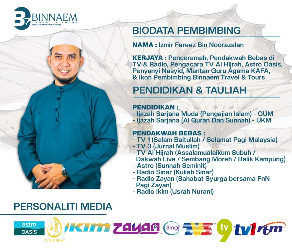 Biodata pembimbing rasmi kursus umrah, Ustaz Izmir Fareez Bin Noorazalan